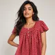 Rust Red with Beige/Black Print