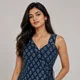Navy Blue with Light Blue/White Leaf Print