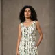 Ivory / Off-White with Blue, Green and Mustard Print