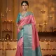 Rose Pink And Teal Blue__Zari and Saree