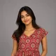 Rust Red with Beige and Black Ajrakh-Inspired Print