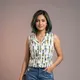 Off White with Blue, Green & Mustard Print