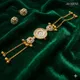 Classic Gold with Multicolour (Turquoise, Ruby Red, and Pearl White) accents__Avarni Jewels