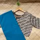 Saree Colour: Cerulean blue  & Blouse Colour: Ash Beige Base with Dark Grey Dot Print__Akshya Marketing And Consulting
