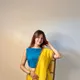 Bright Mustard Yellow Base with Multicolor Checks__Akshya Marketing And Consulting