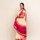 Beige with Rani pink contrast border __Deeksha Cotton