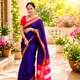 Violet with red contrast border and pallu__Deeksha Cotton
