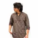 Men’s Brown Printed Short Kurta__Mamba Boutique