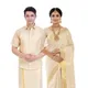 Gold Half Sleeve Shirt Dhoti Set and Gold Kasavu Saree__Fashily