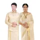 Gold Full Sleeve Shirt Dhoti Set and Gold Kasavu Saree__Fashily