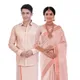 Copper Full Sleeve Shirt Dhoti Set and Copper Kasavu Saree__Fashily