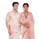 Copper Half Sleeve Shirt Dhoti Set and Copper Kasavu Saree__Fashily
