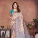 Beige with Teal Blue Kashmiri Weaving__Raatelrue