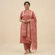 Peach__Banaras Silk Fabric 