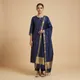 Navy Blue__Banaras Silk Fabric 