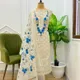 White with blue __Banaras Silk Fabric 