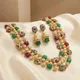 Red Green Cream pearl with antique stones __Prinisha