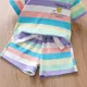 Aqua Blue + Mint Green + Lavender + Peach + White Multicolor Stripes