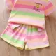 Pink + Peach + Mint Green + Yellow Multicolor Stripes