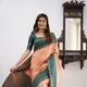 Peach And Bottle Green__Royal Saree