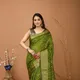Olive Green With Golden Zari And Off White Bandhani Print__Ragreeti