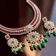 Green And Ruby-Red__Rangoli Art Jewellery