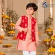 Peach Pink Kurta, Ruby Red Jacket and White Pants