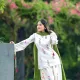 White with Green Dupatta