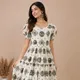 Off White with Olive Green Ethnic Print