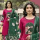Rani Pink with Bottle Green Printed Dupatta__Aurelian Row