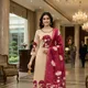 Beige with Magenta Pink Dupatta__Aurelian Row