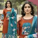 Rust Orange with Turquoise Blue Dupatta__Aurelian Row