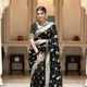 Classic black with gold zari motifs and silver border__Aurelian Row