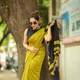 Mustard Yellow with Black Contrast Pallu__Aurelian Row