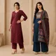 Peacock Blue And Maroon