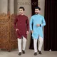 Sky blue and Maroon