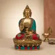 Golden Brass With Turquoise & Coral Multicolor Inlay