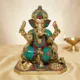 Golden Brass With Turquoise & Coral__SAMPOORNAM