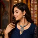 Silver Oxidised With Blue And Maroon Bead Accents__AMBELIS