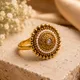 Gold Toned With White Pearl Accents And Clear Centre Stone__AMBELIS