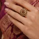 Antique Gold Toned With Pearl White Beads And Maroon Centre Stone__AMBELIS