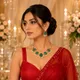 Gold Toned With Emerald Green Stones And White Pearl Accents__AMBELIS