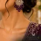 Gold Toned With Clear Crystals And Deep Purple Bead Drops__AMBELIS
