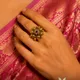 Antique Gold With Red Centre Stone And White Accents__AMBELIS