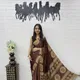 Chocolate Brown with Multicolor Prints in Mustard, Olive Green, Beige & Maroon
