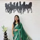 Emerald Green / Bottle Green with Multicolor Prints in Red, White, Beige & Gold