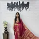 Wine Maroon / Magenta with Multicolor Prints in Mustard, Gold, Beige & Olive Green