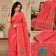 coral-red / watermelon  cotton saree