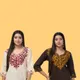 Cream with Maroon Embroidery / Brown with Mustard Embroidery