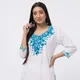 White with Blue Embroidery